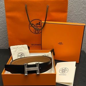 Hermes Men Leather Strap/ Agora Belt Buckle